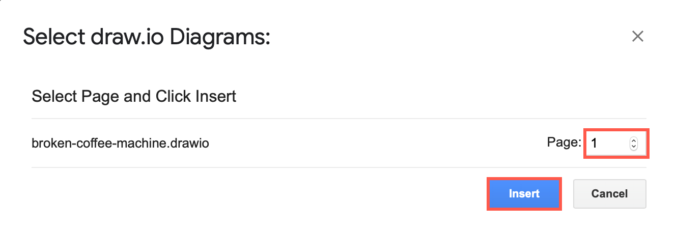 Select the diagram page you want to embed in your Google Document
