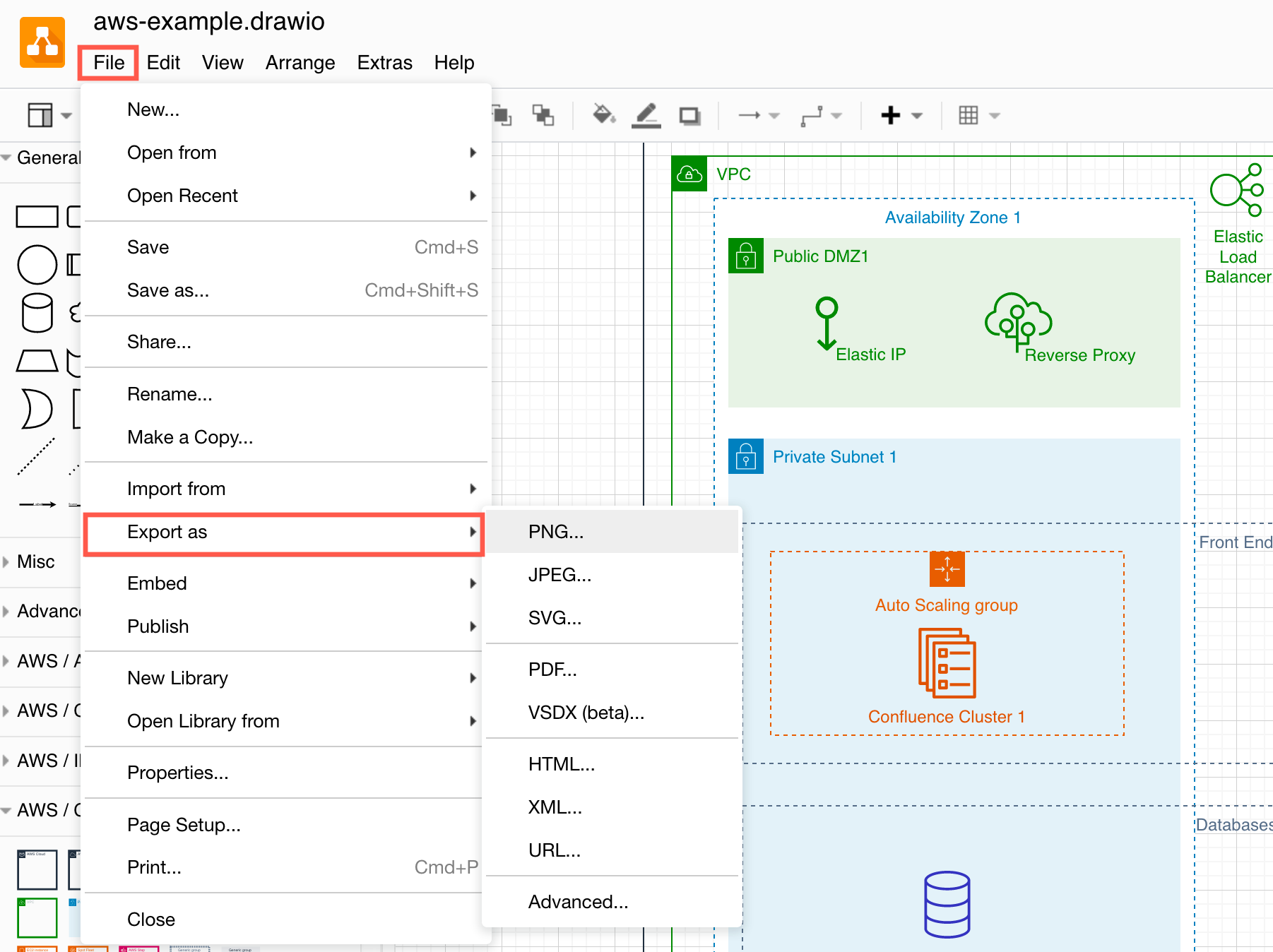 Export your diagram to use it in your documentation