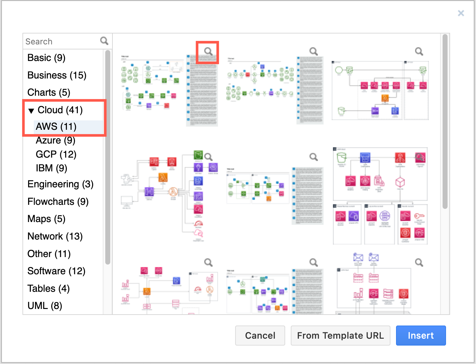 Start your infrastructure diagram with an AWS template in diagrams.net