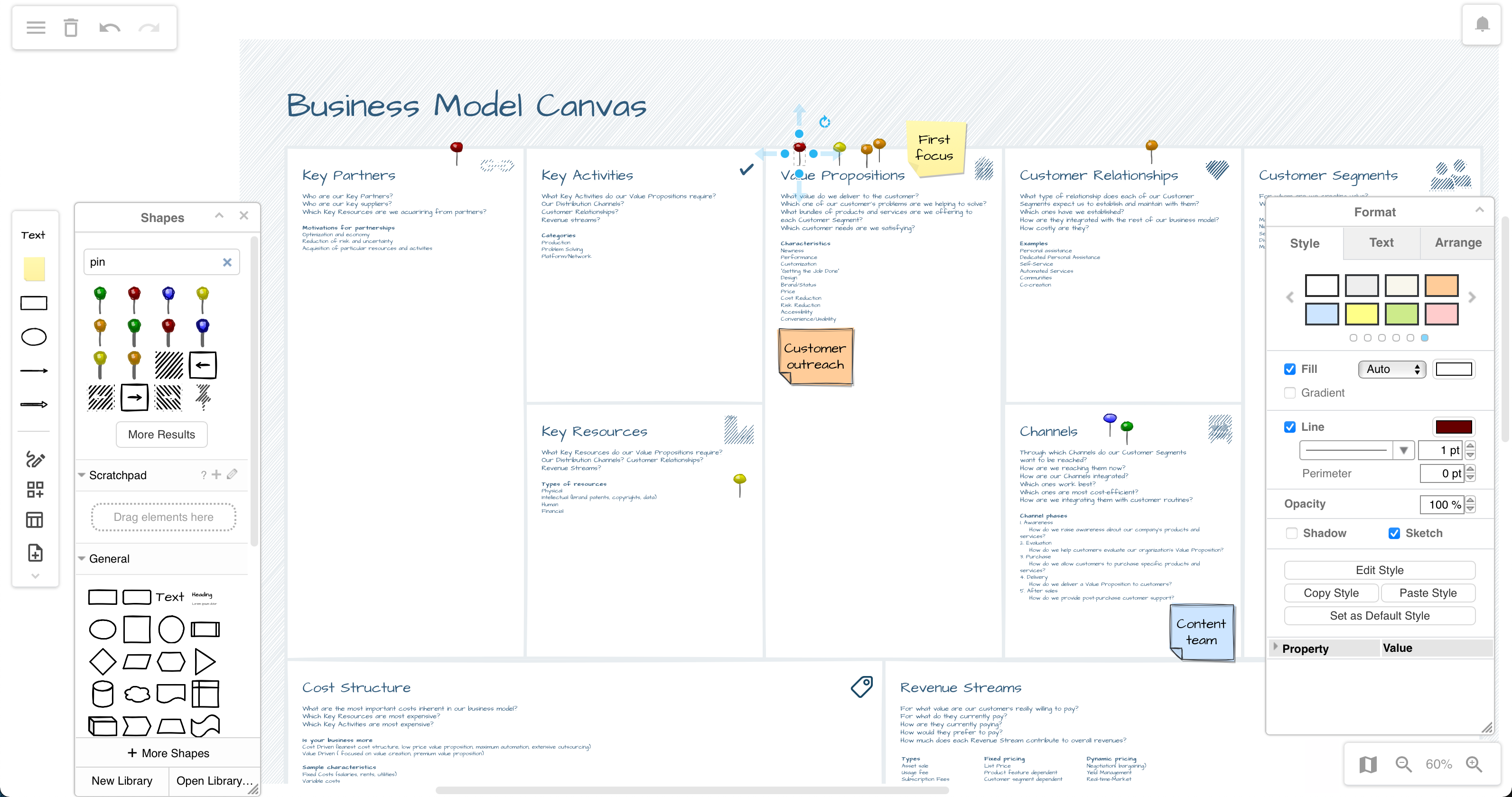 Use a template to start project planning quickly in sketch.diagrams.net