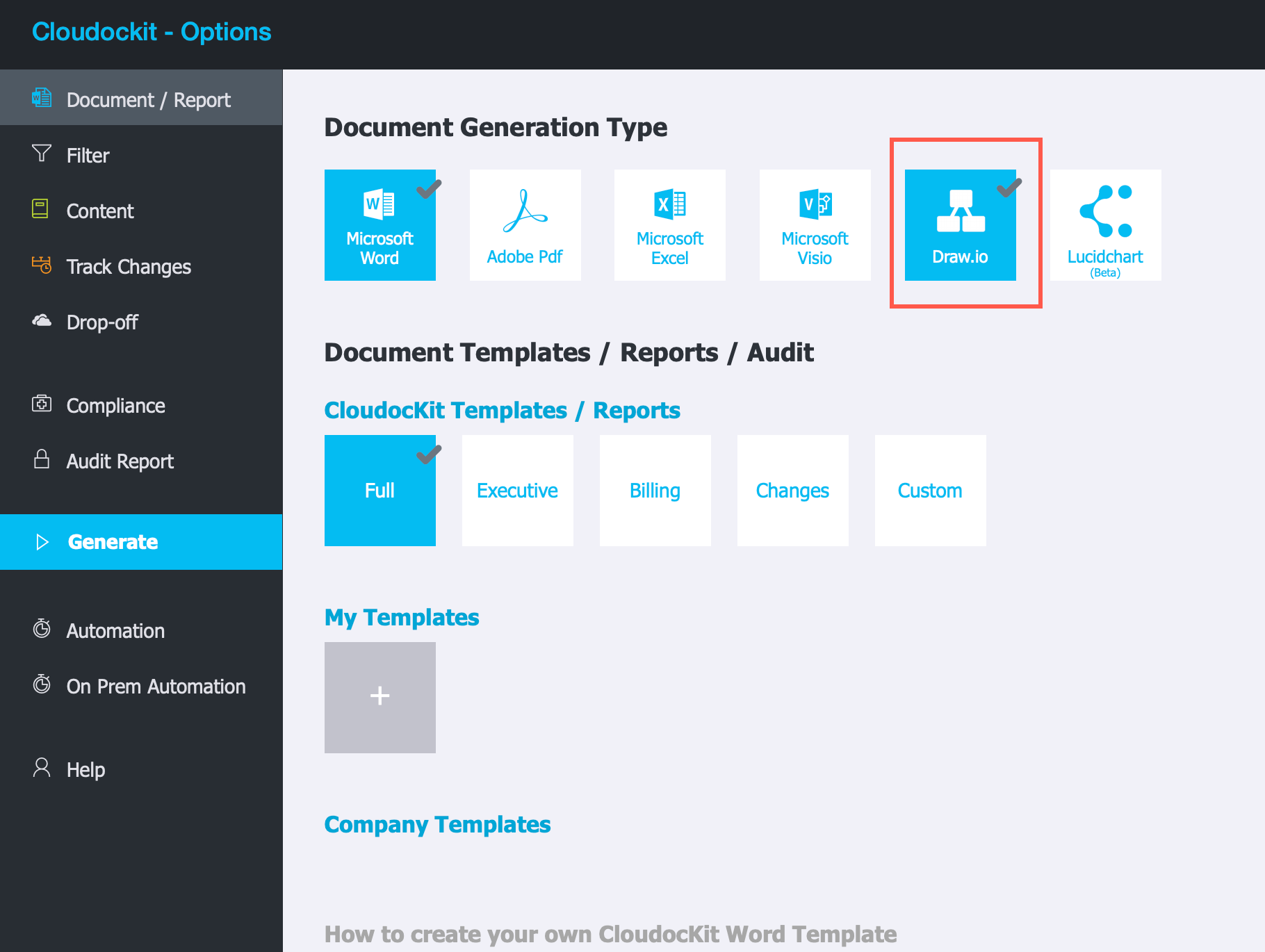 Export from Cloudockit to a .drawio file