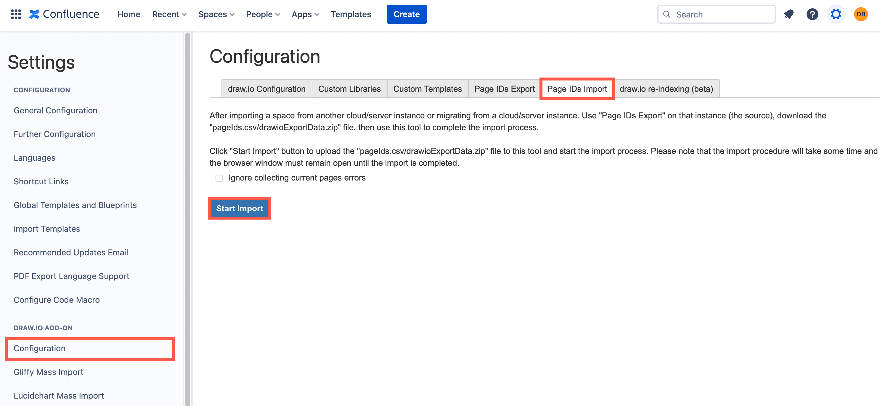 Import draw.io diagram data from another Confluence instance