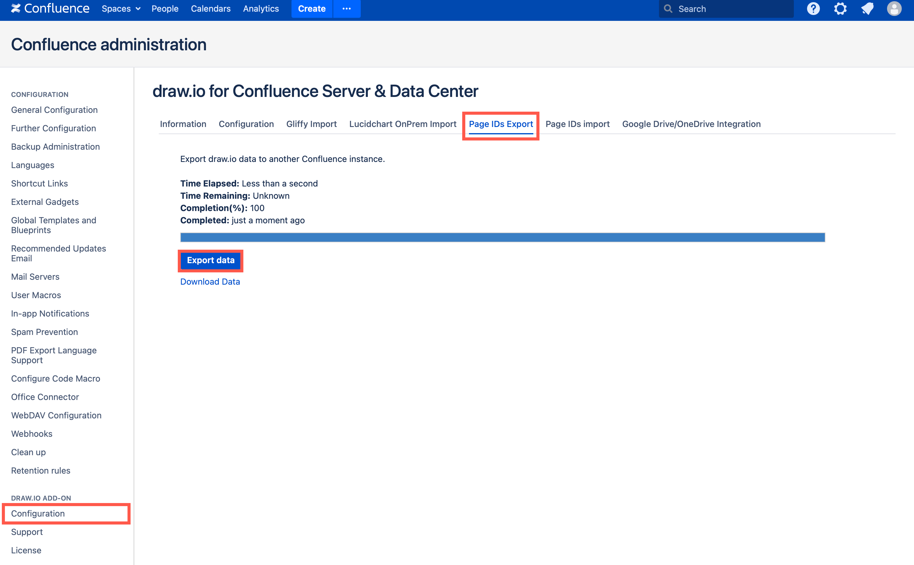 To make sure links in diagrams continue to work, export the page IDs from Confluence to correctly migrate