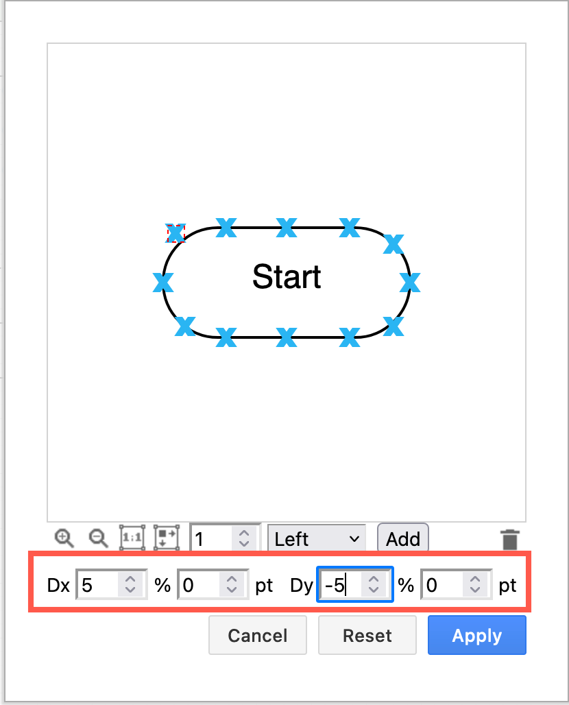 Shift connection points precisely from their current location