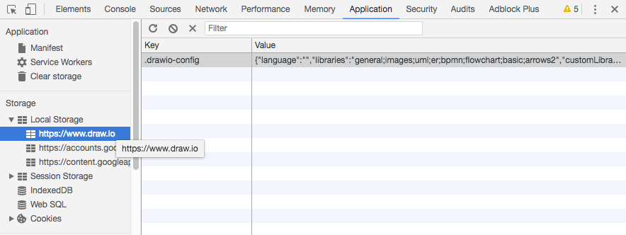 Current settings for diagrams.net are saved in local storage in your browser