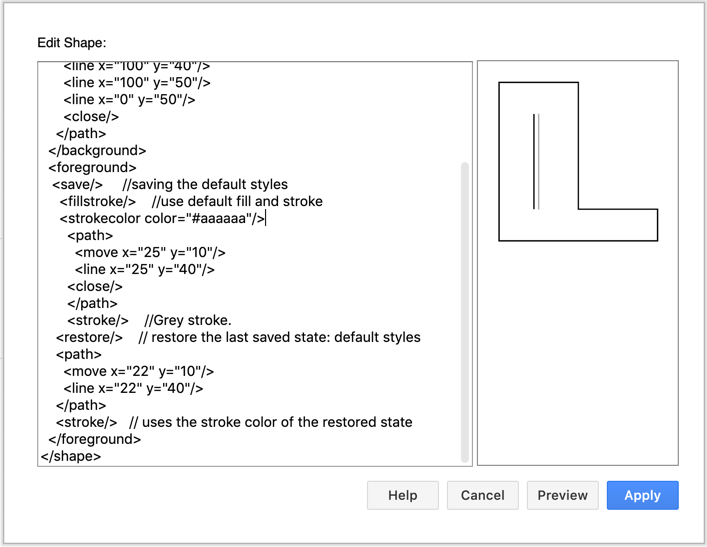 Adding style to a custom shape using the stack