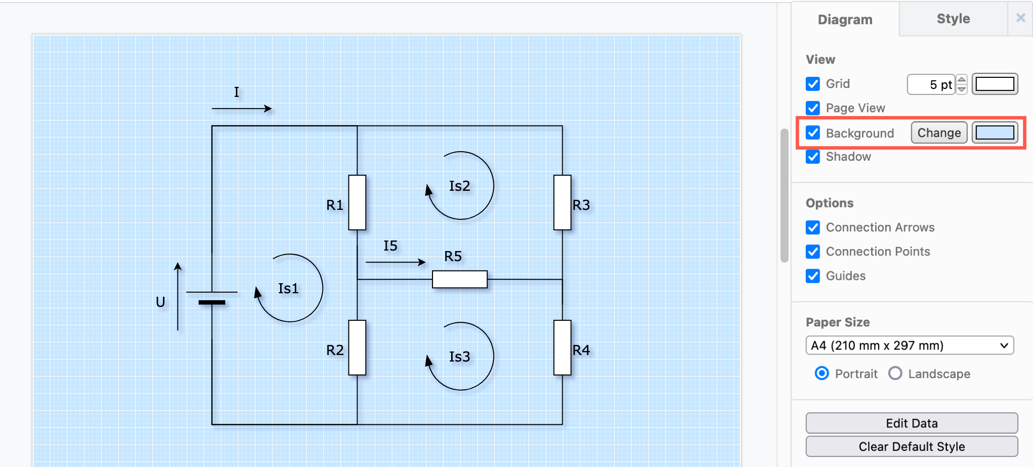 Change how the grid is displayed on the drawing canvas in diagrams.net