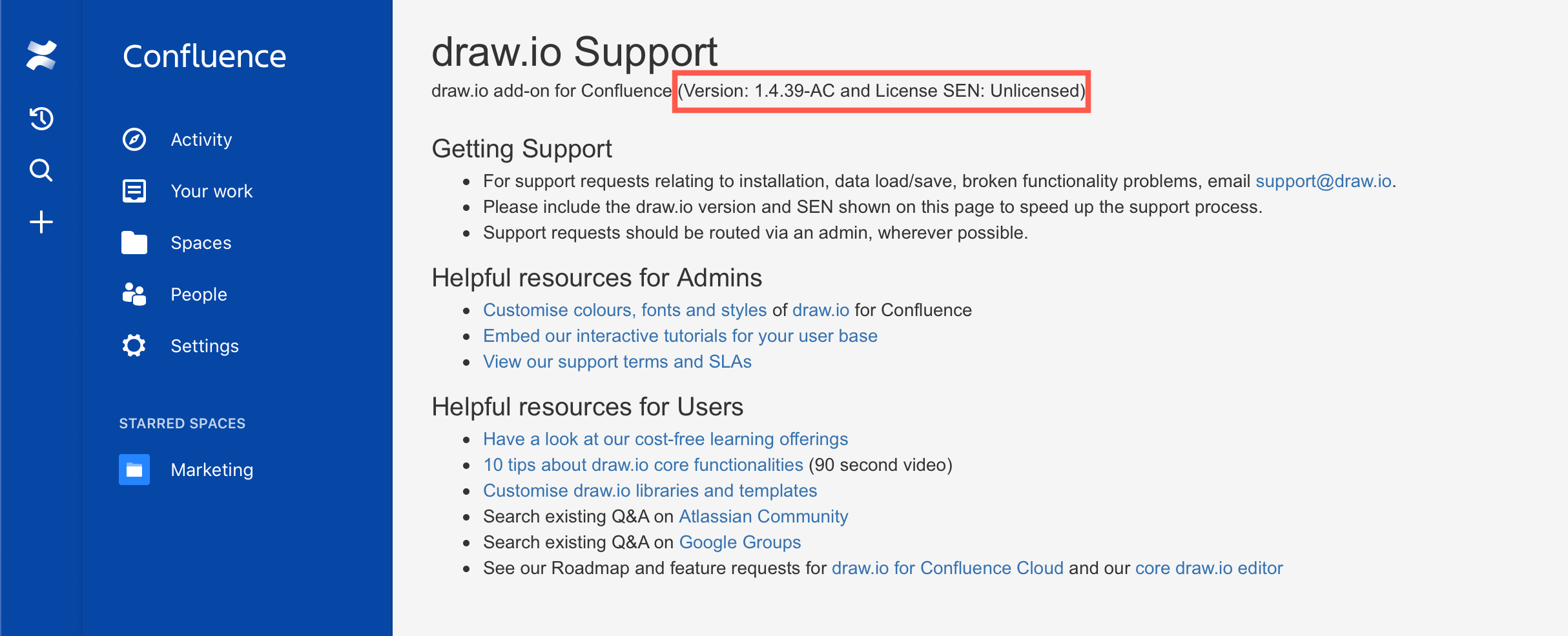 draw.io app settings in Jira Cloud