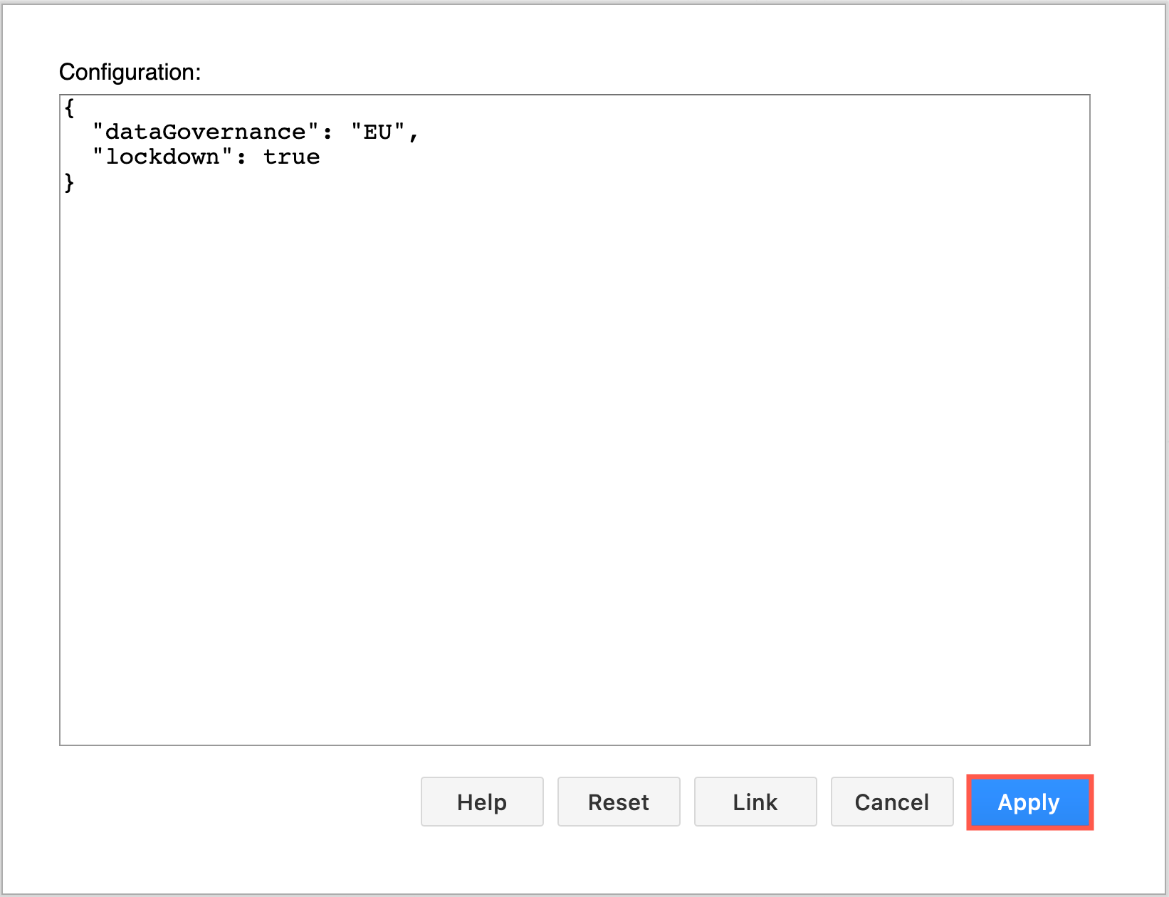 Set which diagrams.net server region to use and restrict data transmission to between browser and storage location only in the editor configuration JSON code