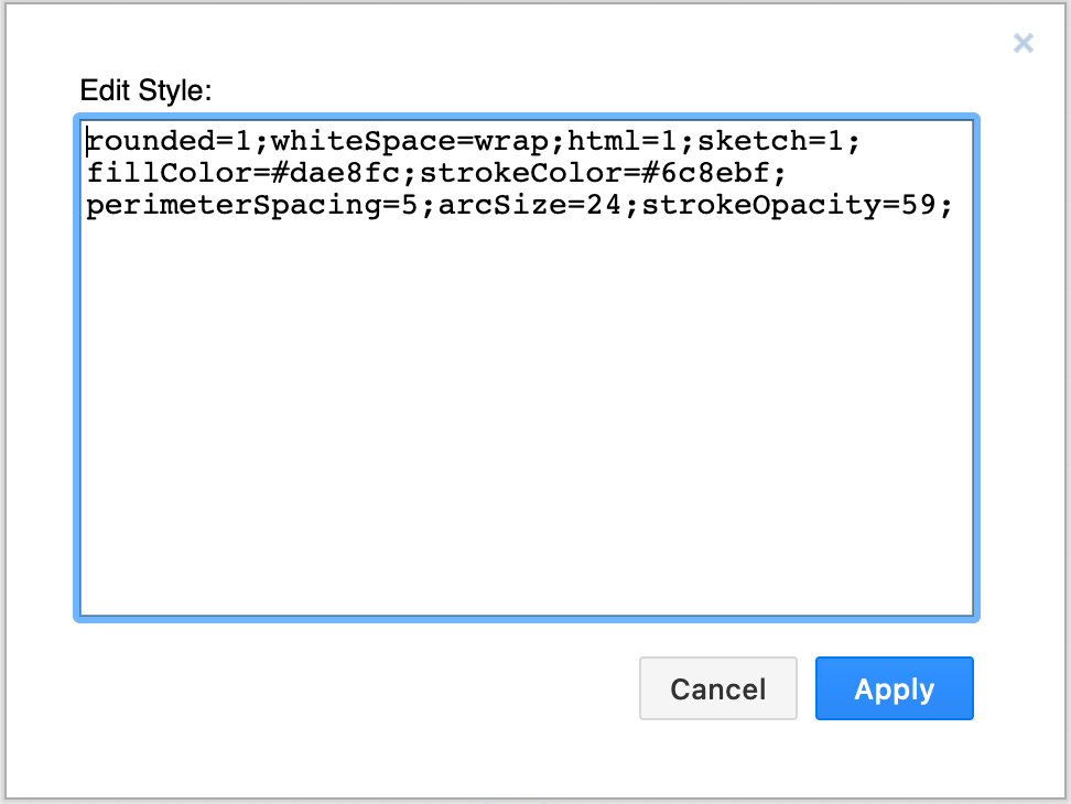 Edit a shape's style information via Ctrl+E or Cmd+E