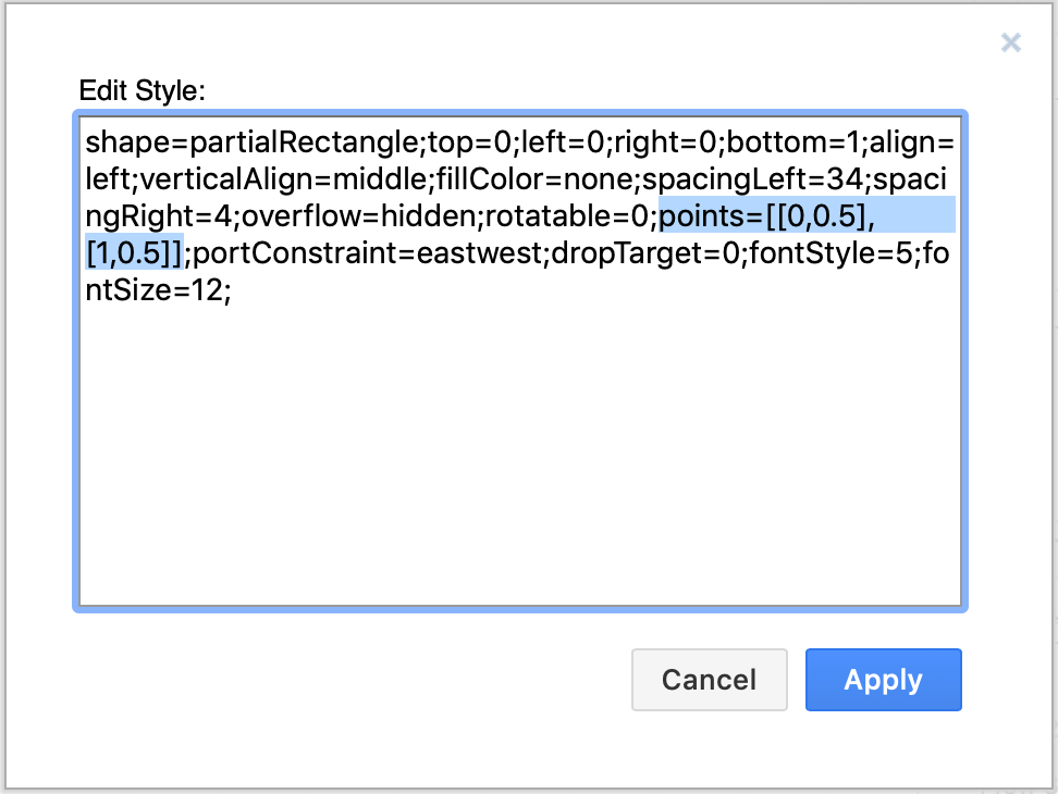 Reset the connection points of the row of an entity table by deleting the points[] array