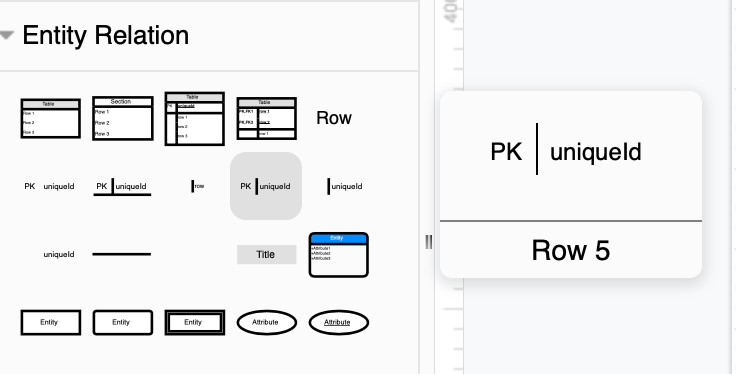 Add extra rows (attributes) to your entities from the ER shape library