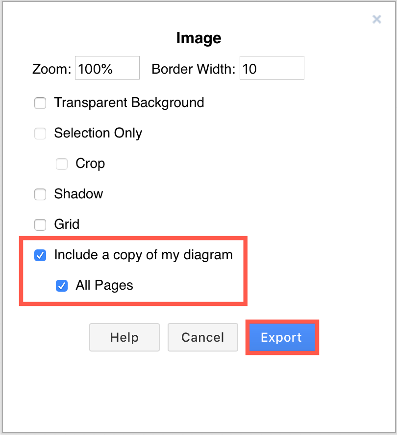 Include your diagram data in the PNG file you export from diagrams.net