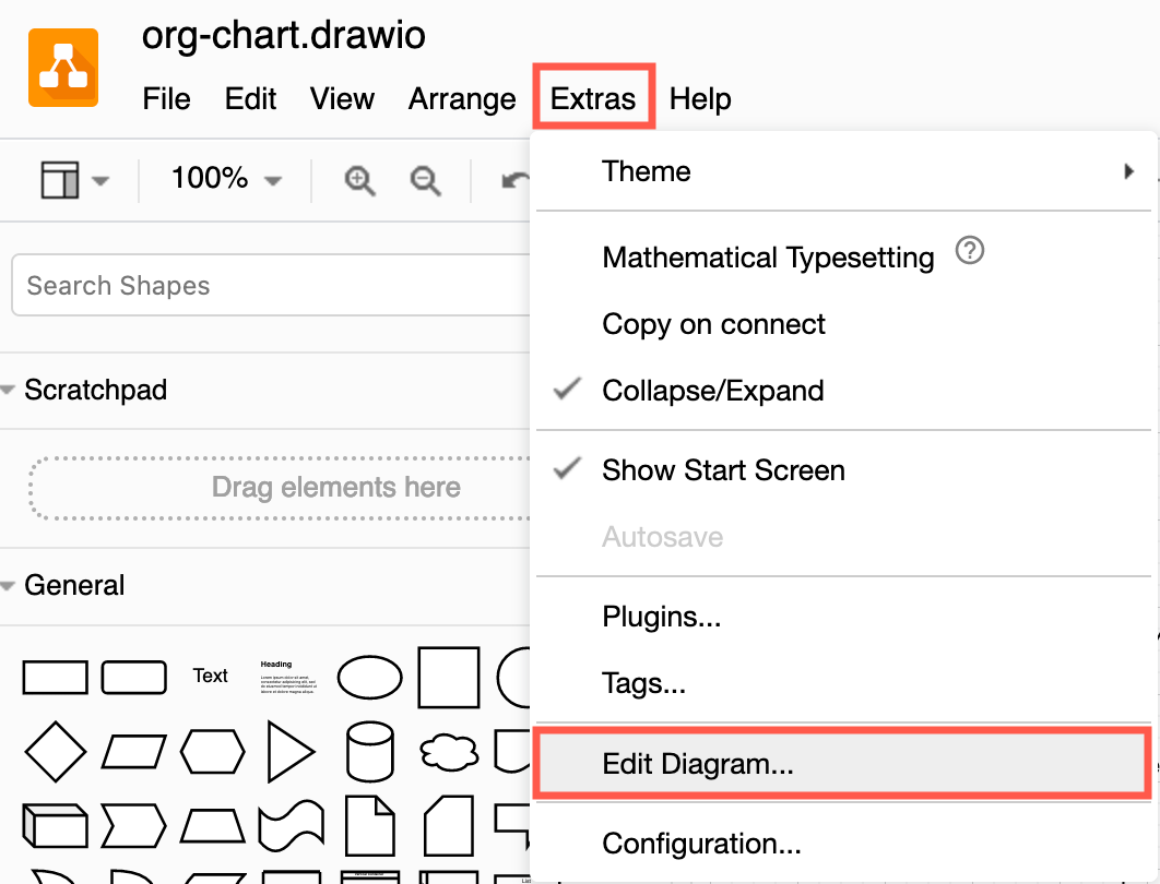 Click Extras > Edit Diagram to view the XML source of your diagram