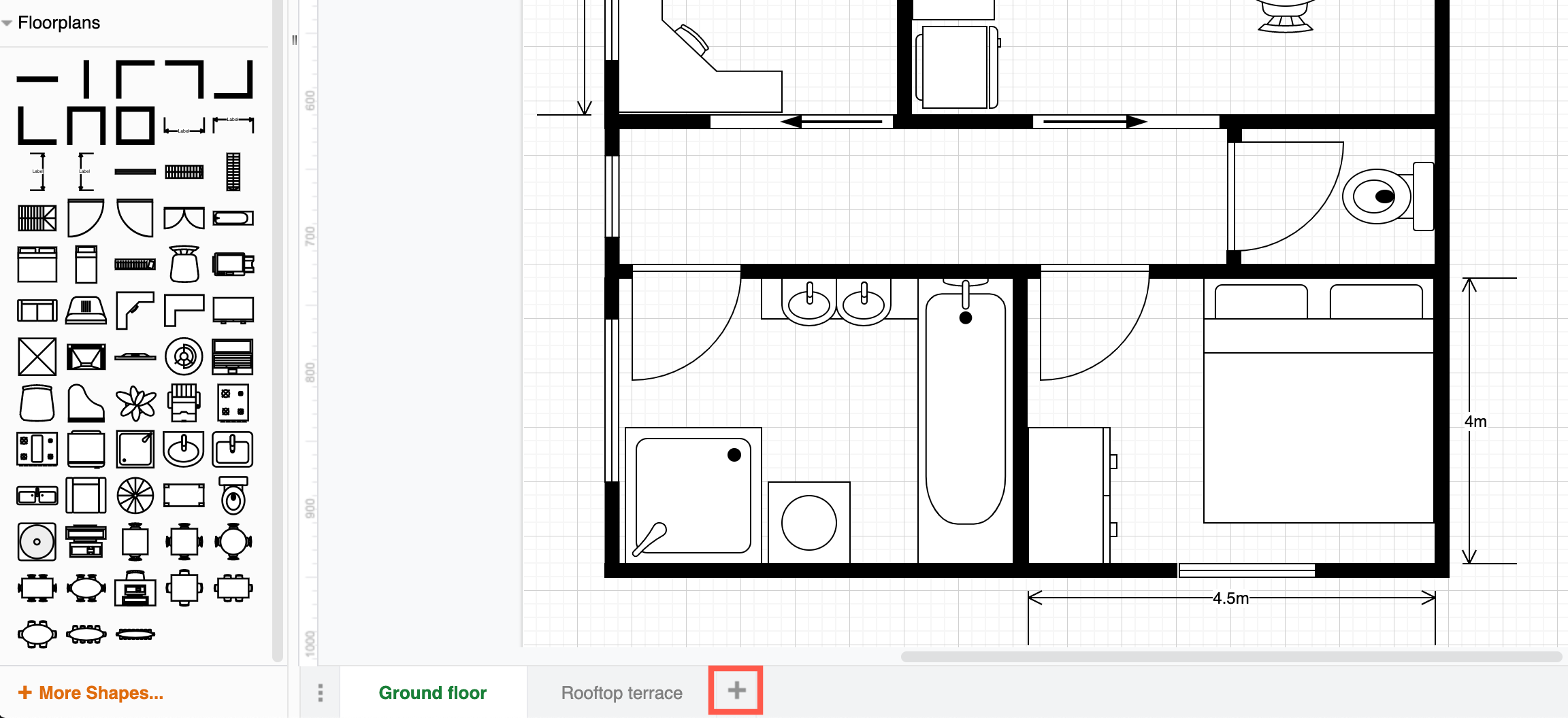 Add a new page to a complex floorplan in diagrams.net