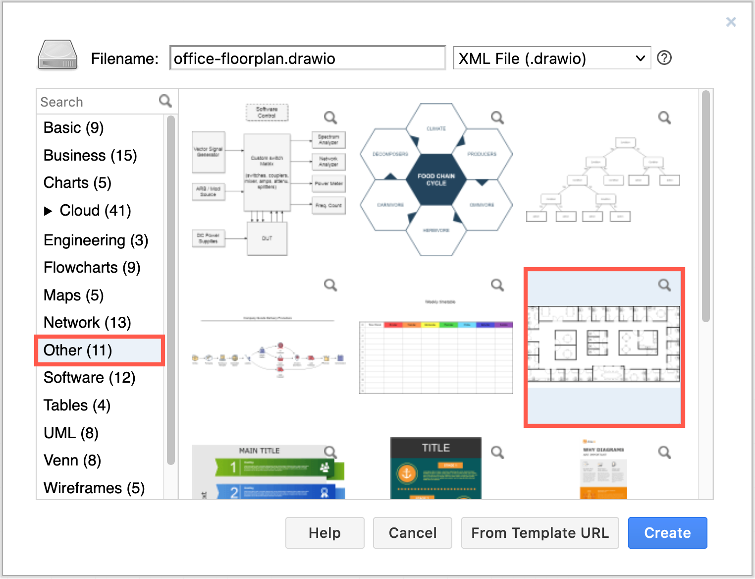 Start with the office floorplan template in diagrams.net