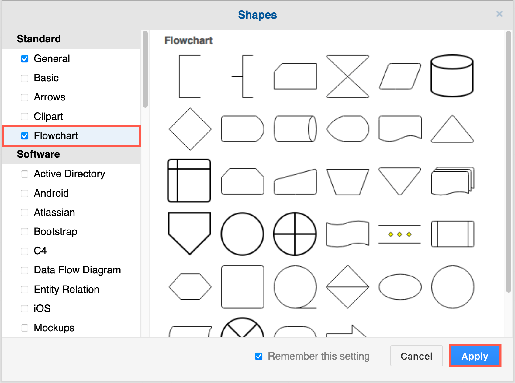 Select the shape libraries you want to work with in diagrams.net