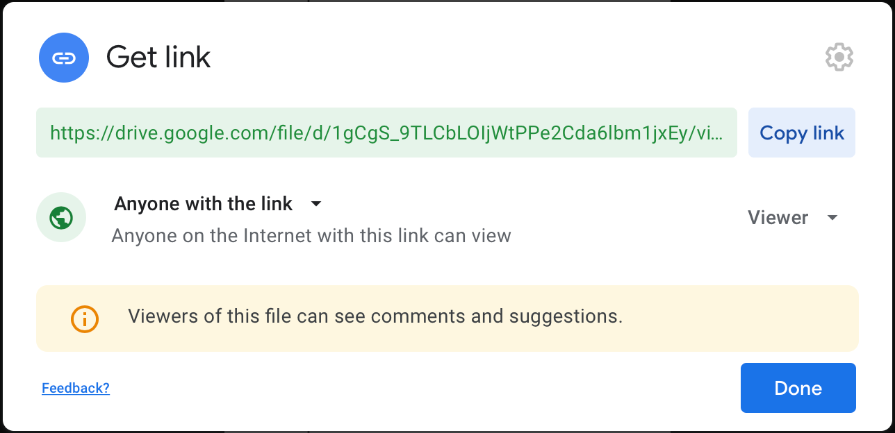 Change the sharing permissions to public so you can publish a link to the diagram file stored on Google Drive