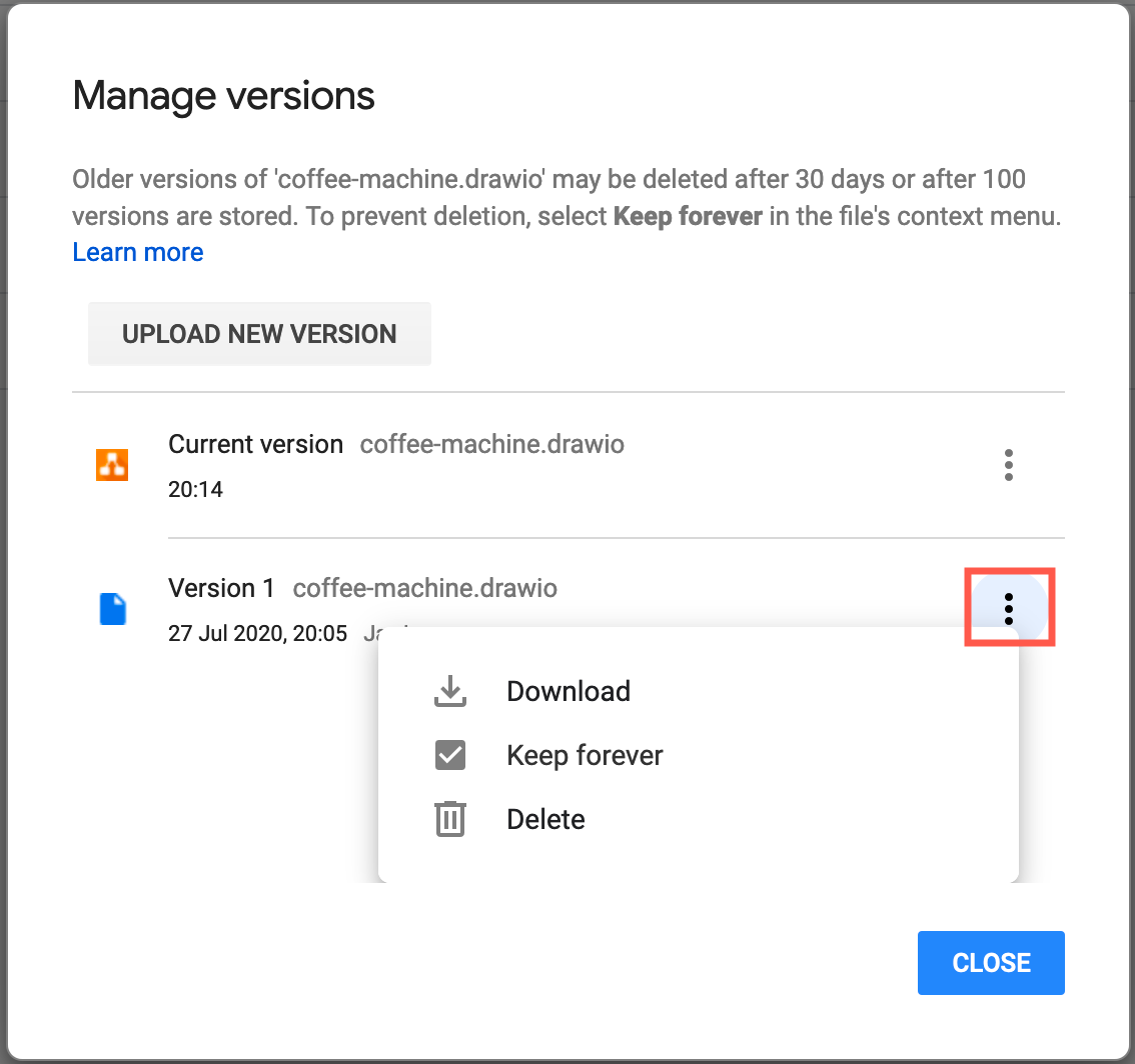 Zoom and pan around the preview of an earlier version of your diagram in the revision history dialog