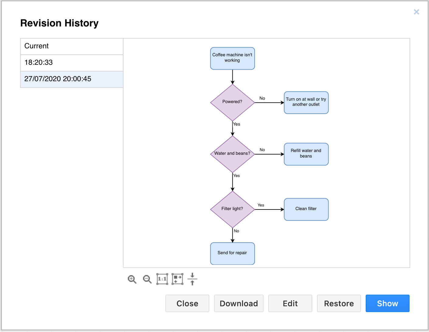 Work with revisions of your diagrams stored on Google Drive in diagrams.net