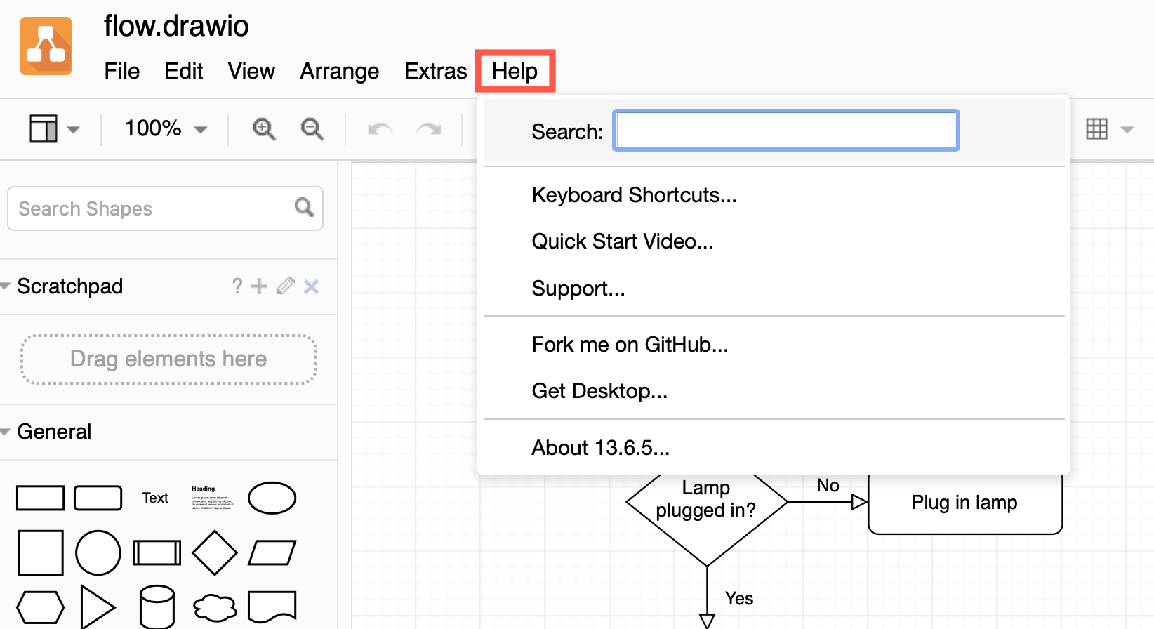 Select Help in the diagrams.net or draw.io app's menu to see which version you are currently using