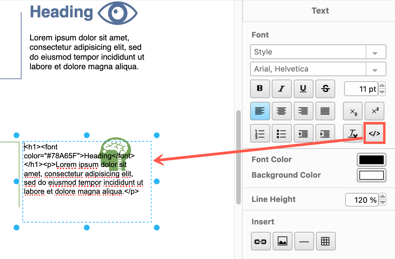 The Textbox shape is formatted using HTML tags - use the HTML button in the Text tab to toggle and edit the raw HTML