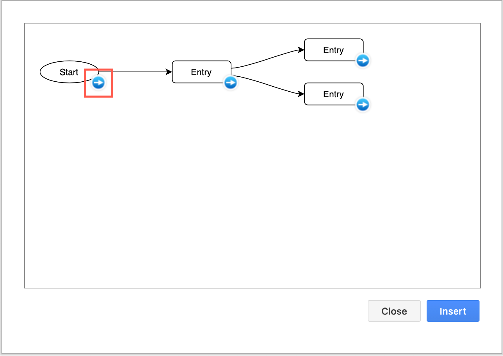 Add child shapes to your diagram by clicking on the blue arrows at the bottom right of the parent shape