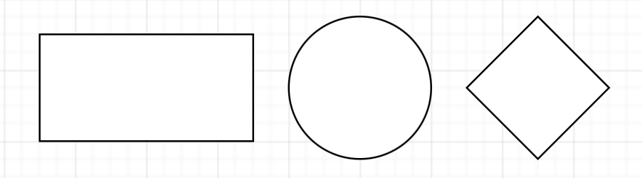 You can insert rectangle, ellipse, and rhombus shapes via the Arrange > Insert menu in diagrams.net