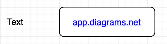You can insert a text shape and a link in a rectangle via the Arrange > Insert menu in diagrams.net