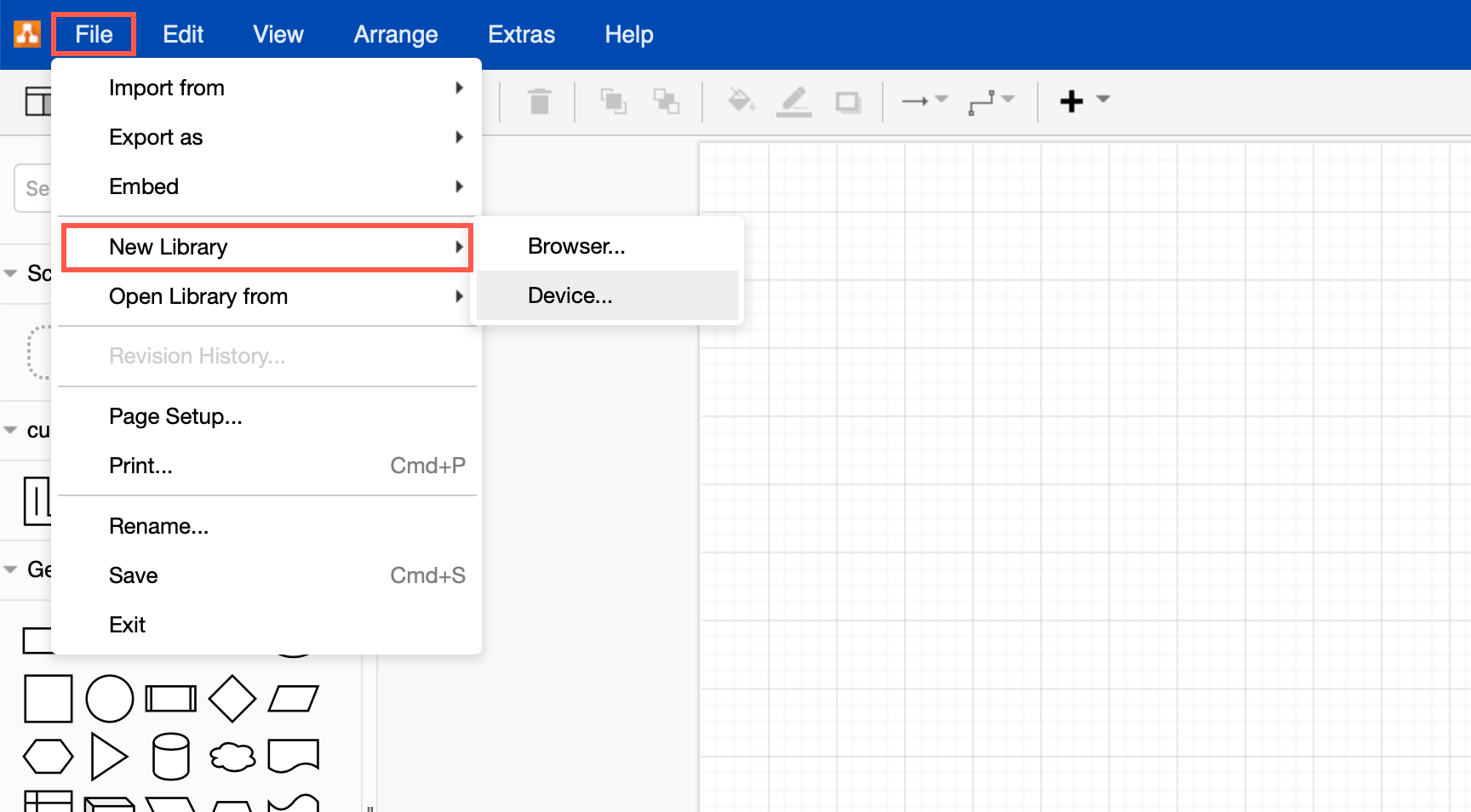 Create a new shape library to use with draw.io for Confluence Cloud