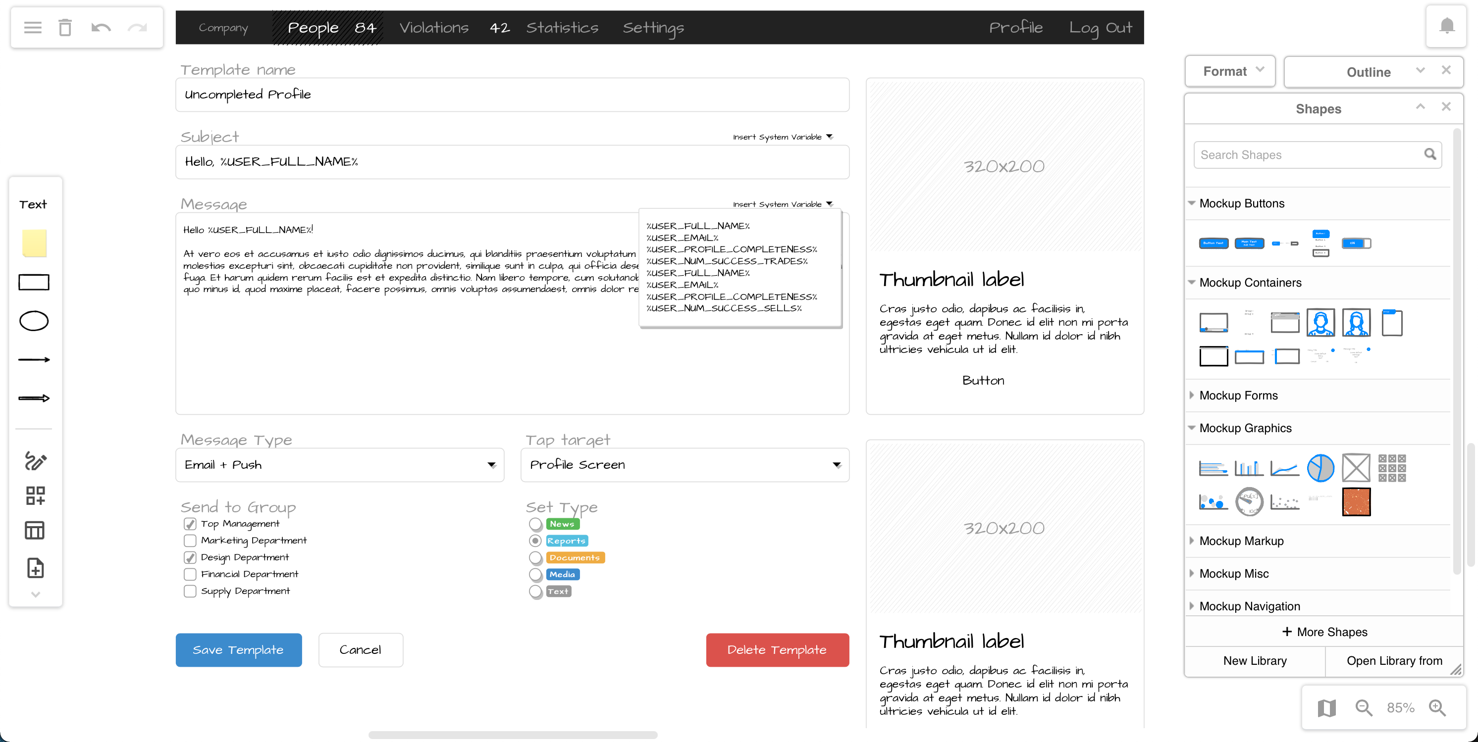 Use a mockup template to design your site or app online with your team in sketch.diagrams.net