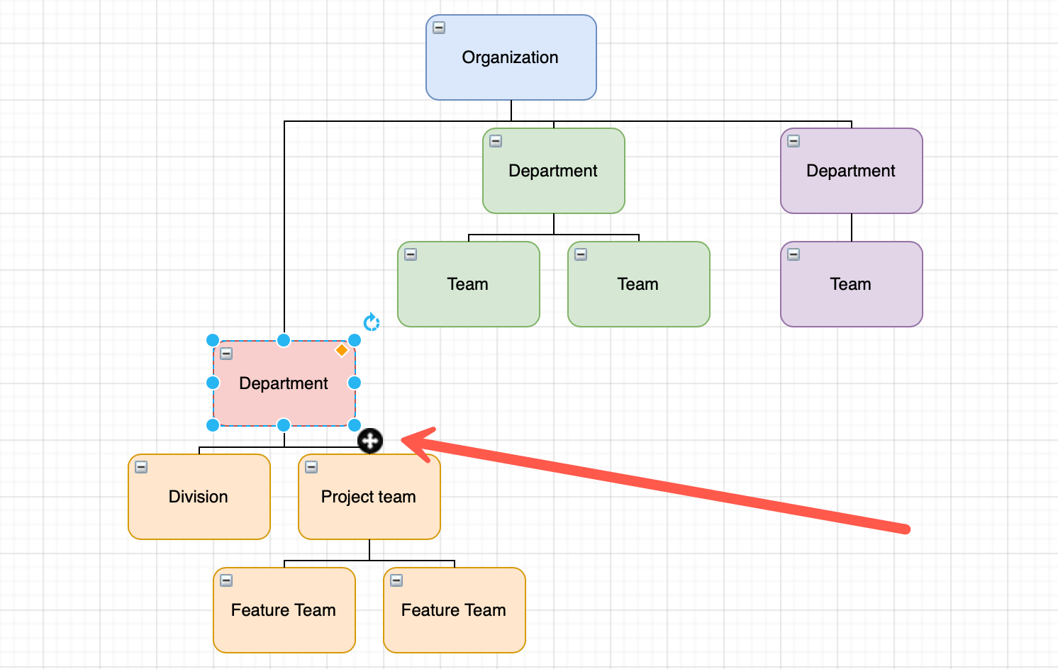 Move an entire branch in your org chart in diagrams.net