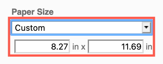 Set your own custom page size - enter the width and height in inches