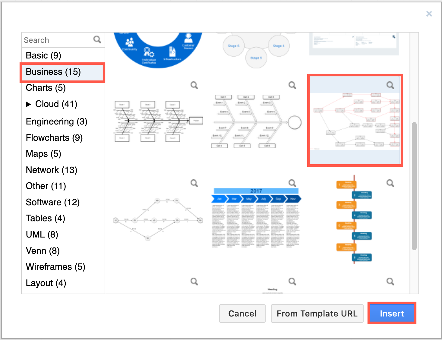 Insert a PERT diagram template in diagrams.net