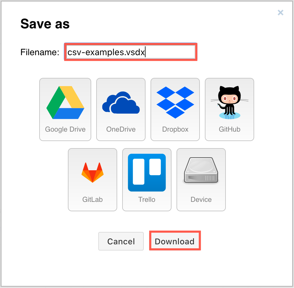 Export your diagram as a VSDX, and choose where to save the exported VSDX file