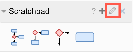 Click the edit pencil to edit the shapes you have stored on the scratchpad in diagrams.net