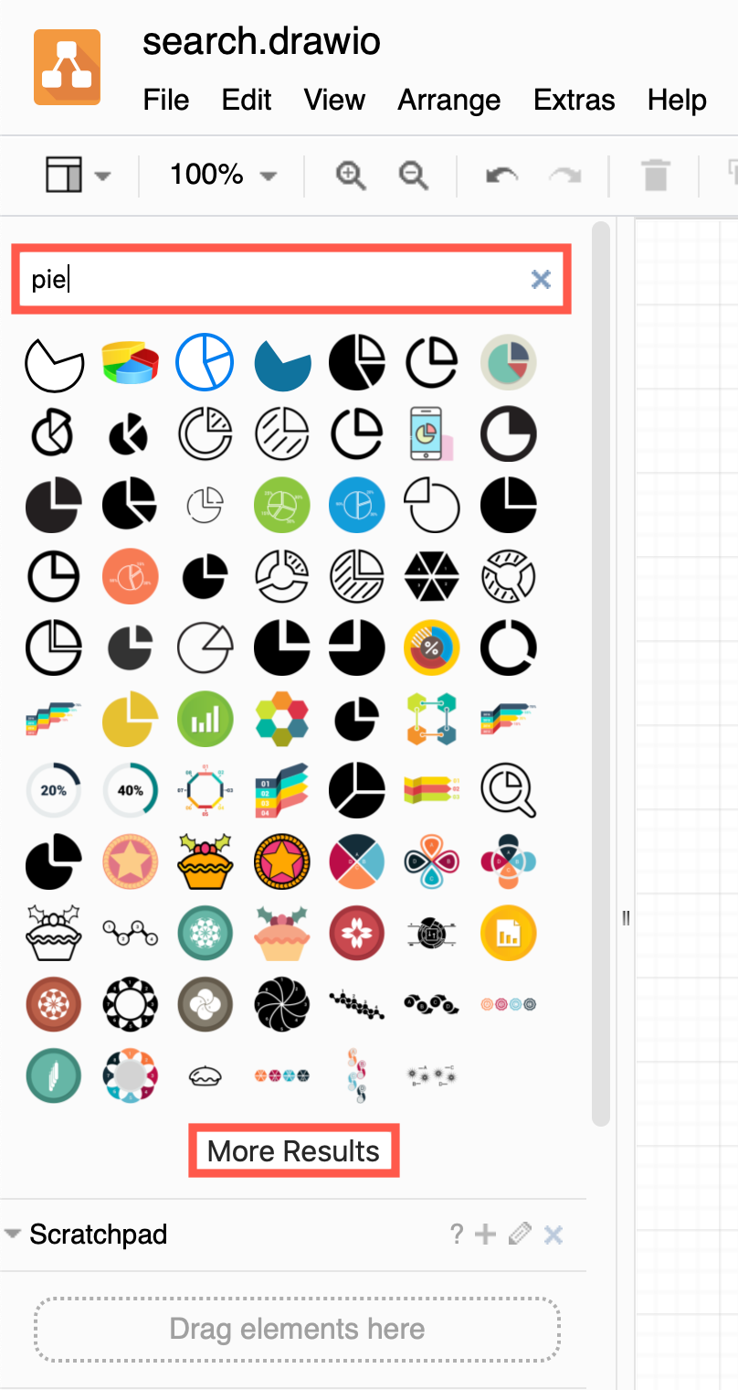 Searching for a pie chart shape for an infographic in diagrams.net