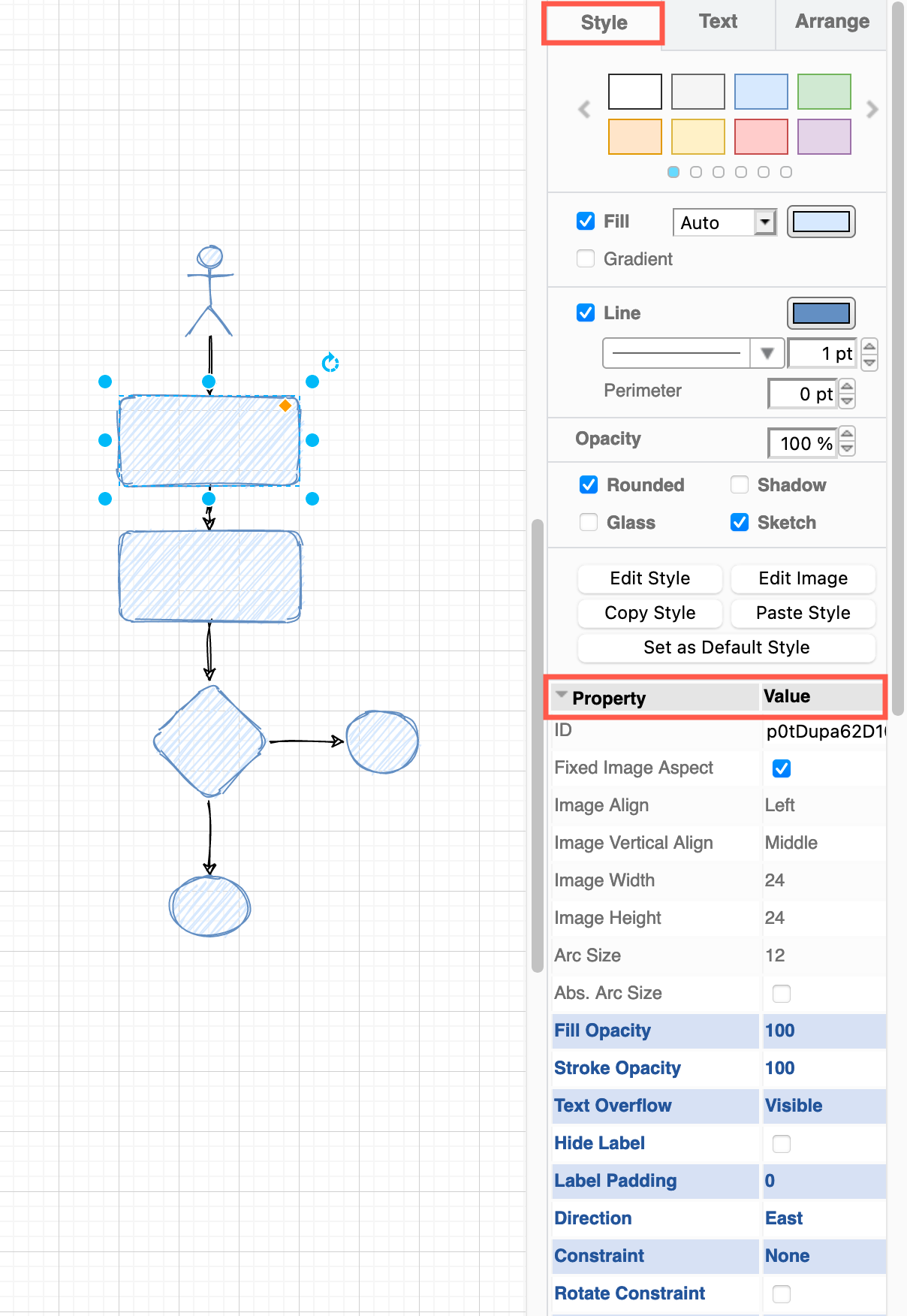 View a shape's properties in diagrams.net