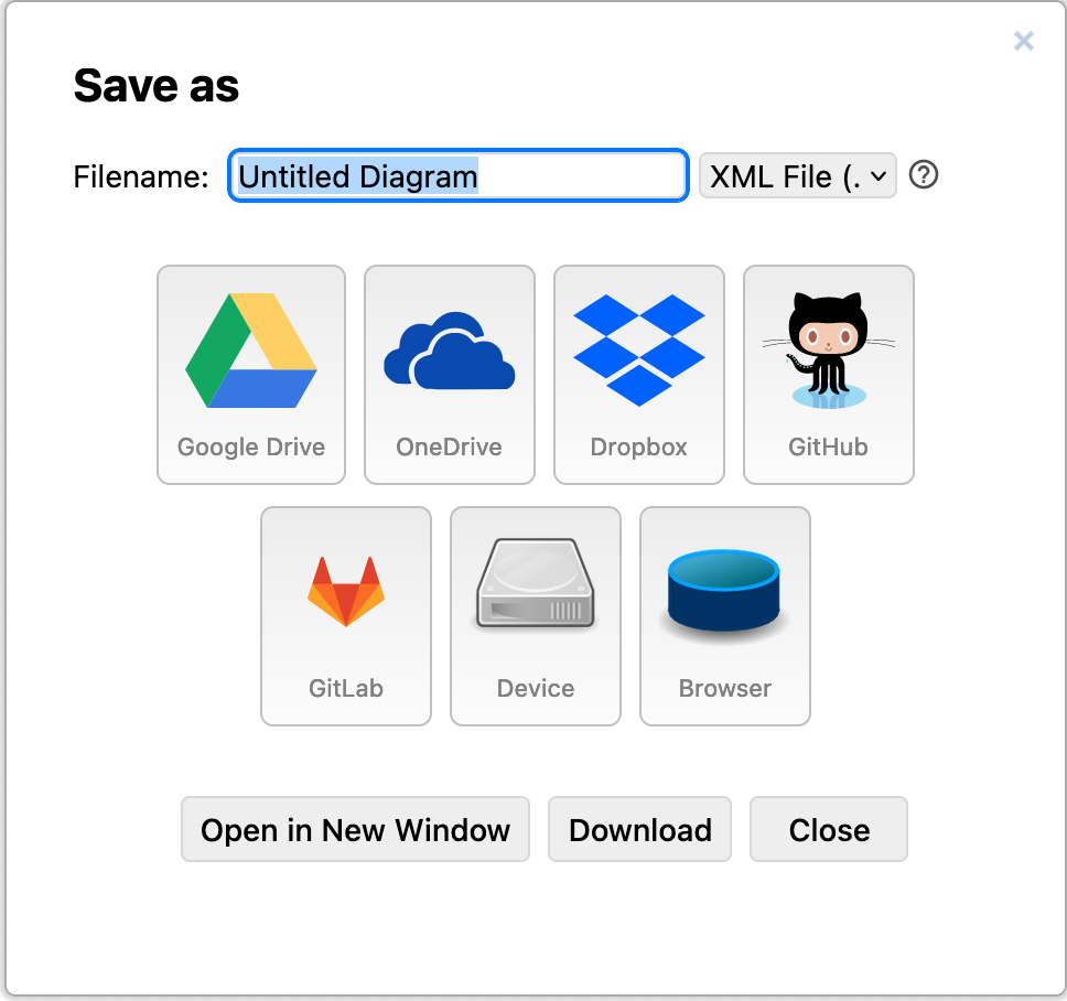 Select the location where you want to save your diagram files