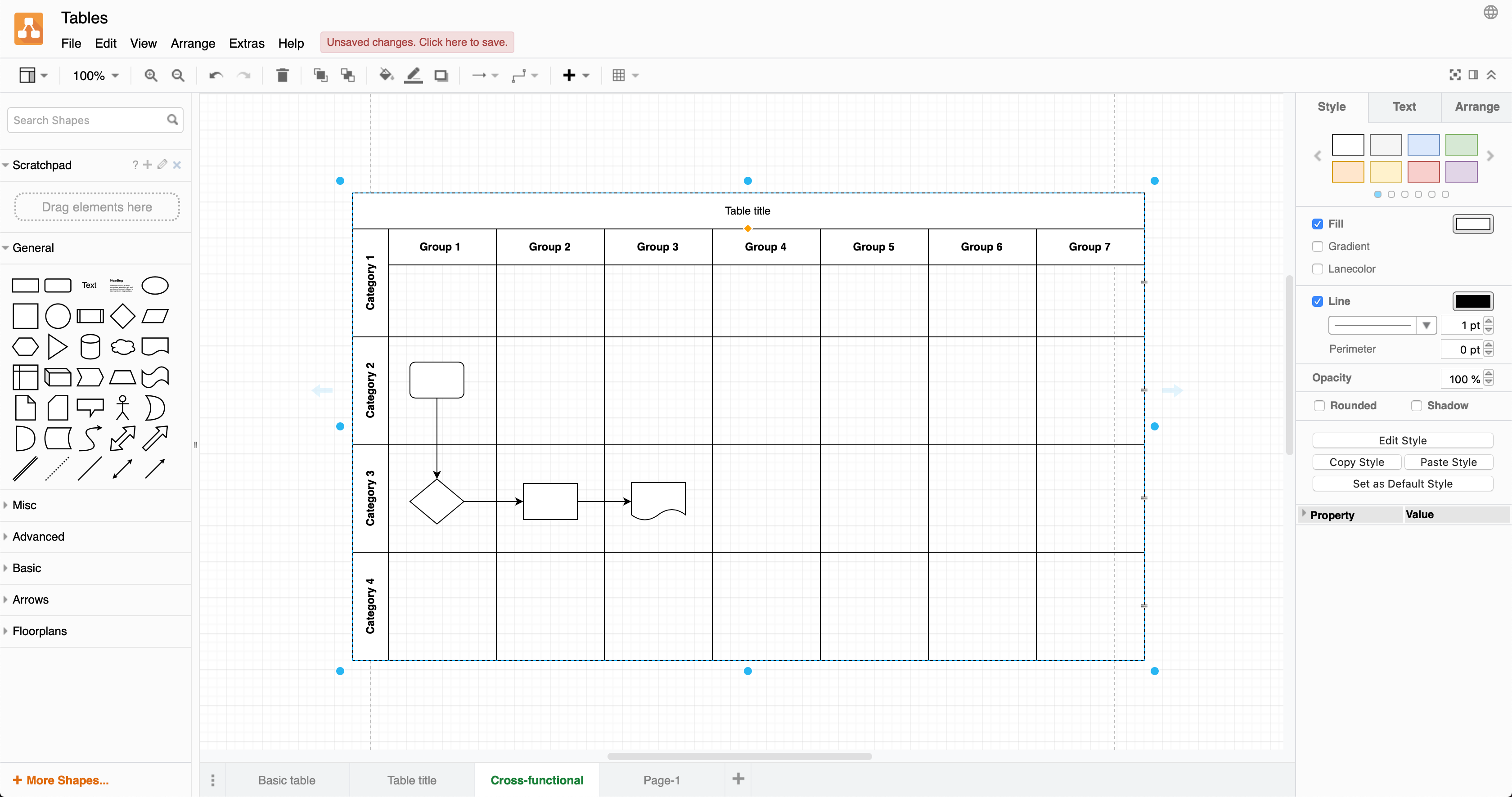 Add text to a selected table cell just like you would a shape label in diagrams.net