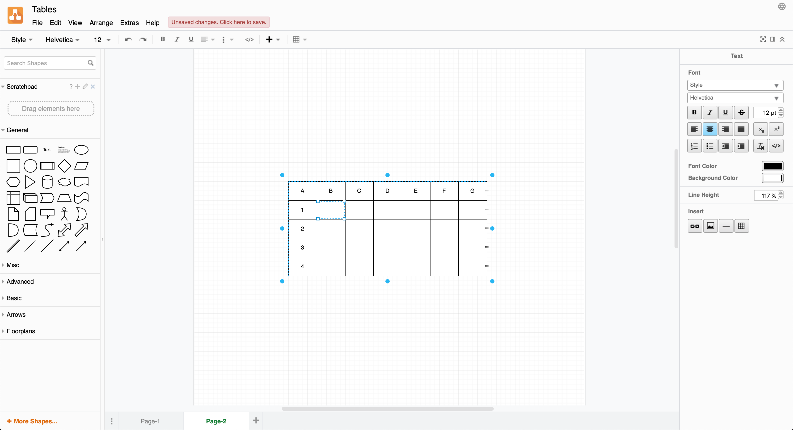 Add text to a selected table cell just like you would a shape label in diagrams.net