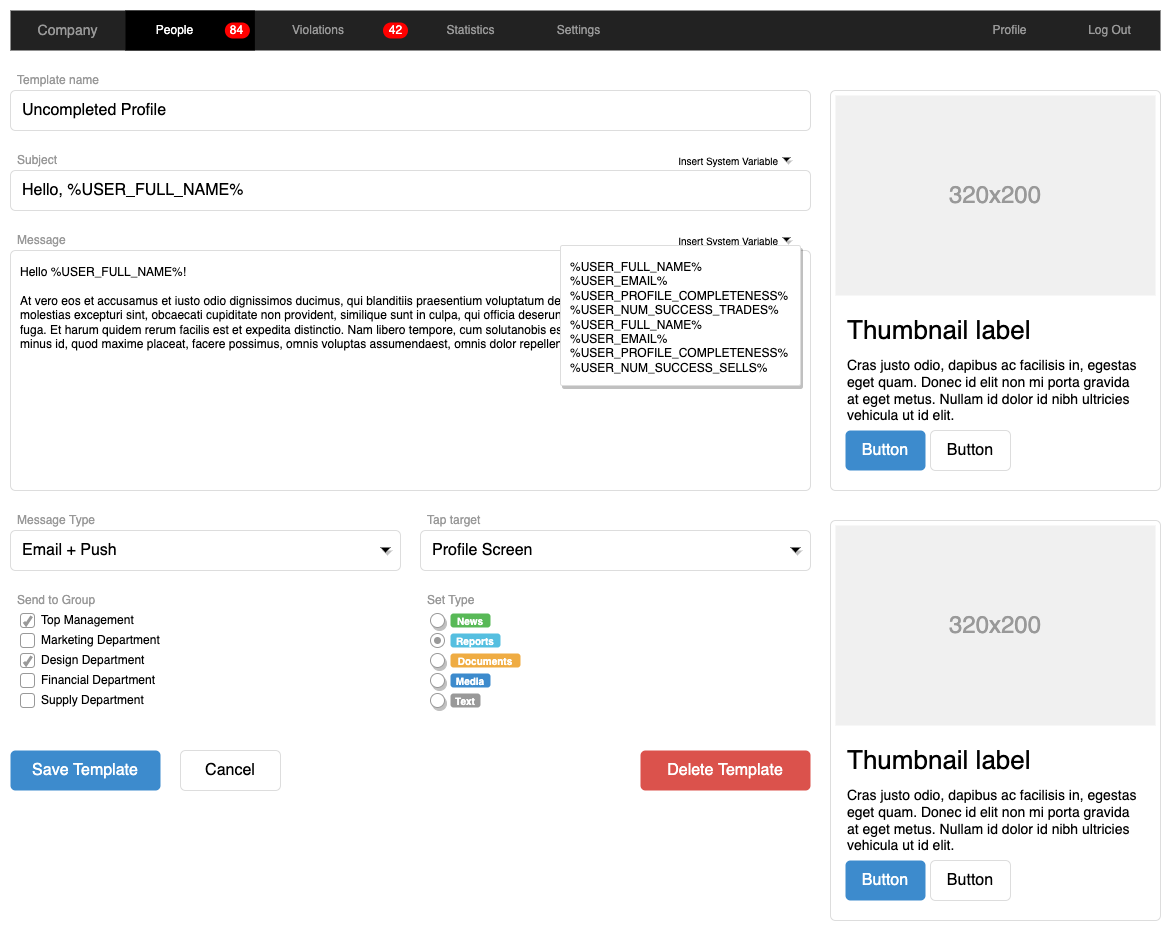 A mockup of an application using a template in diagrams.net