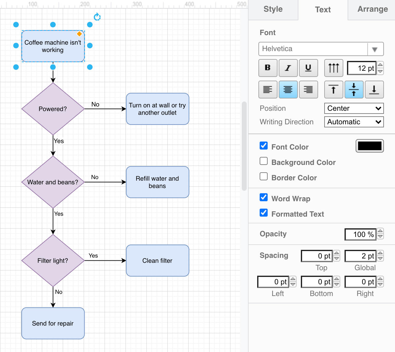 Style your labels in the Text tab in the format panel on the right in diagrams.net