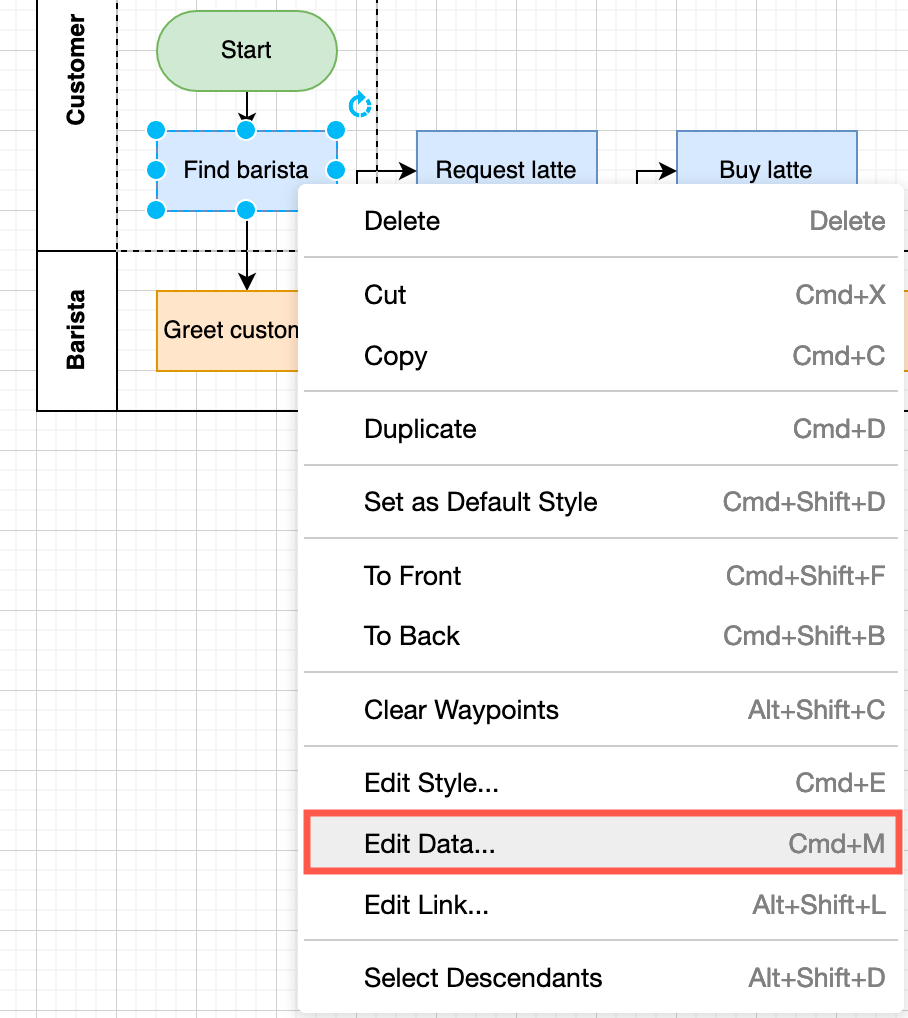 Edit the shape properties via the context menu to add a tooltip