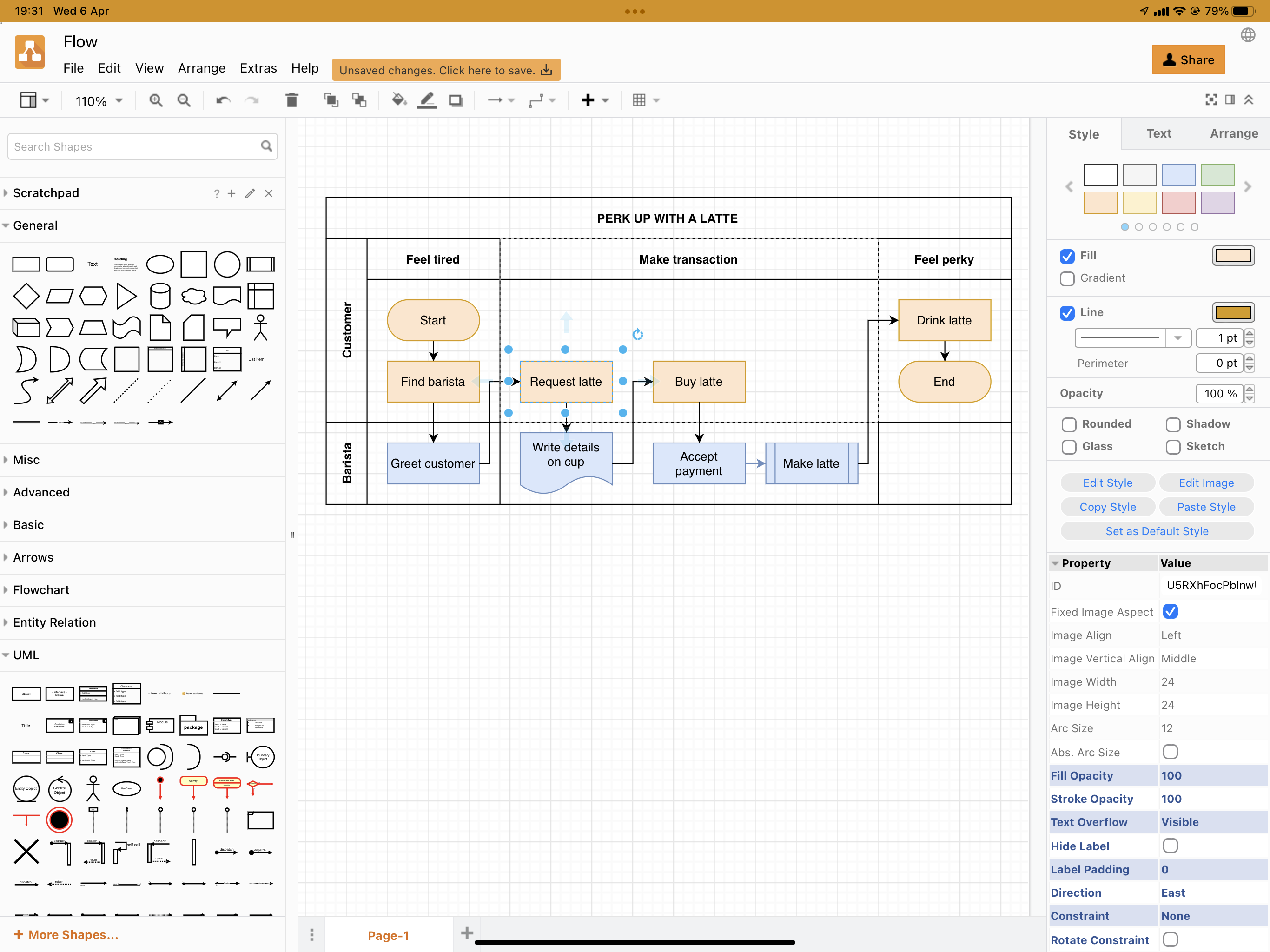 The default diagrams.net editor theme works well on larger touch screens