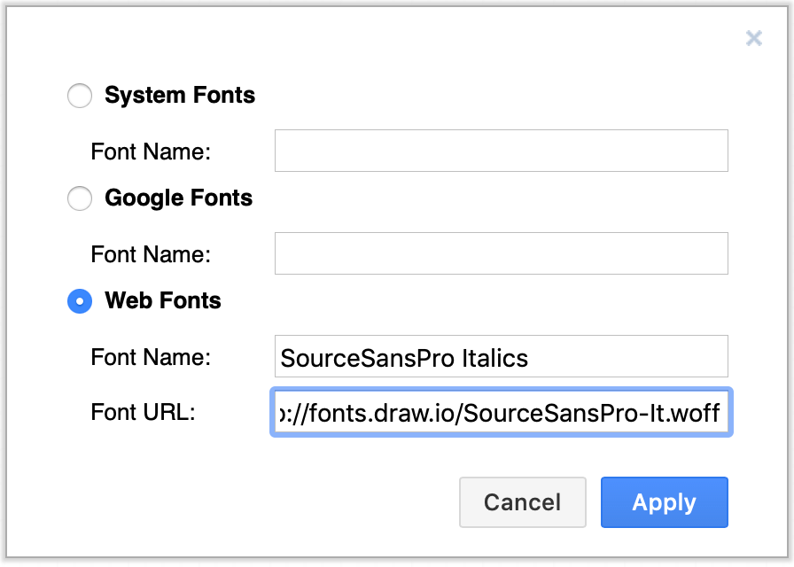 Enter the name of a new system font