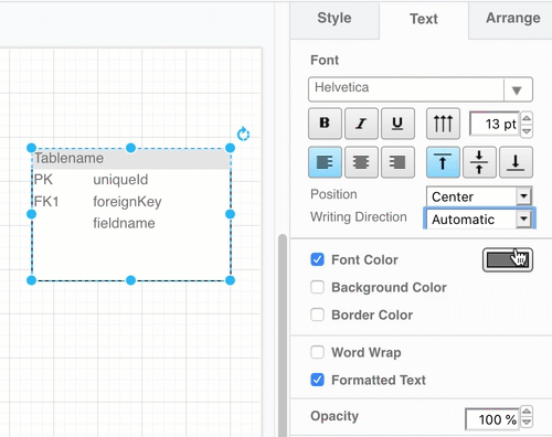 Use the Writing Direction drop-down list and the Vertical toggle button on the Text tab in the format panel to change the writing direction in a shape